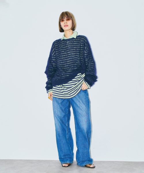 CITYSHOP（シティーショップ）の「《追加》AZE PULLOVER 2：ニット（ニット/セーター・レディース・パープル/ネイビー/サックスブルー・FREE）」の7枚目の写真