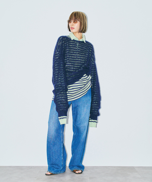 CITYSHOP（シティーショップ）の「《追加》AZE PULLOVER 2：ニット（ニット/セーター・レディース・パープル/ネイビー/サックスブルー・FREE）」の8枚目の写真