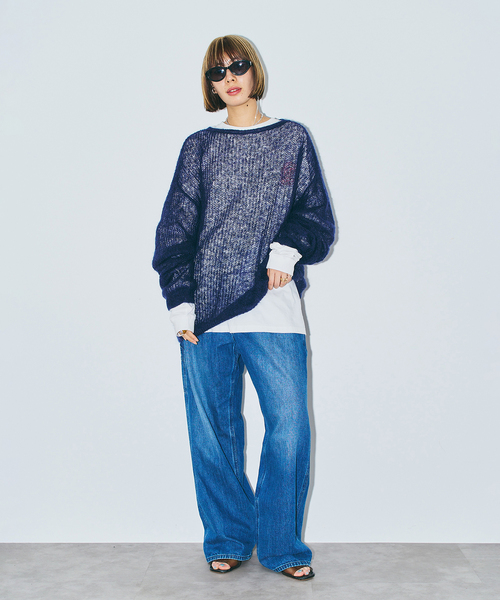 CITYSHOP（シティーショップ）の「《追加》AZE PULLOVER 2：ニット（ニット/セーター・レディース・パープル/ネイビー/サックスブルー・FREE）」の9枚目の写真