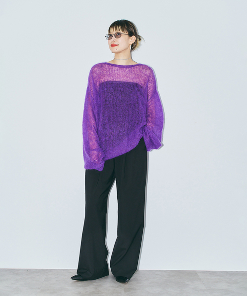 CITYSHOP（シティーショップ）の「《追加》AZE PULLOVER 2：ニット（ニット/セーター・レディース・パープル/ネイビー/サックスブルー・FREE）」の10枚目の写真