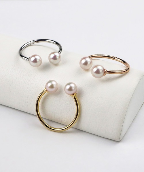 Seashore Uwajima Akoya Pearls(シーショアウワジマアコヤシンジュ)の「あこや真珠 2珠付 リング(リング・レディース・ピンクゴールド/ゴールド/シルバー・フリー)」の4枚目の写真