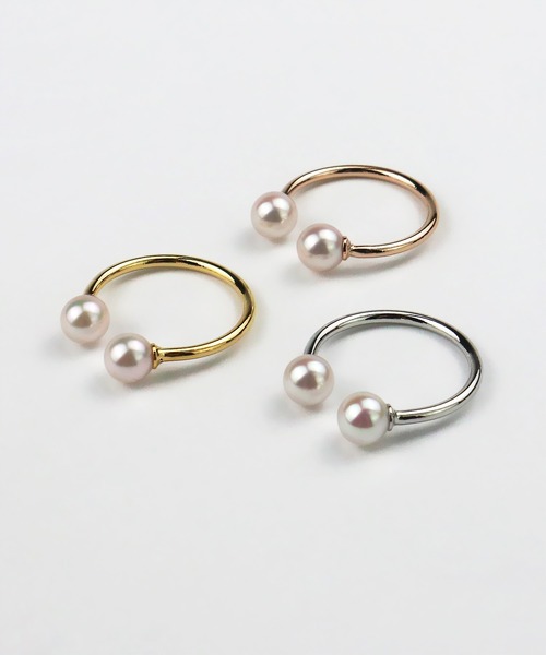Seashore Uwajima Akoya Pearls(シーショアウワジマアコヤシンジュ)の「あこや真珠 2珠付 リング(リング・レディース・ピンクゴールド/ゴールド/シルバー・フリー)」の5枚目の写真