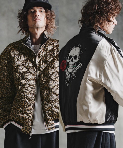 GLIMCLAP（グリムクラップ）の「mj11697-Reversible Souvenir Bomber Jacket リバーシブルスーベニアジャケット(211-011-gla-cg)（スカジャン・メンズ・ホワイト×ブラック/ブラック×ブラック・L/M/S）」の2枚目の写真