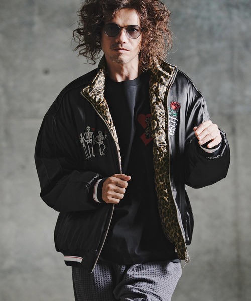 GLIMCLAP（グリムクラップ）の「mj11697-Reversible Souvenir Bomber Jacket リバーシブルスーベニアジャケット(211-011-gla-cg)（スカジャン・メンズ・ホワイト×ブラック/ブラック×ブラック・L/M/S）」の13枚目の写真
