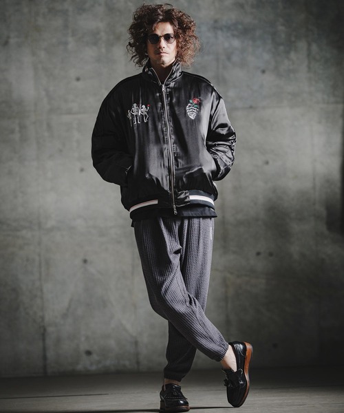 GLIMCLAP（グリムクラップ）の「mj11697-Reversible Souvenir Bomber Jacket リバーシブルスーベニアジャケット(211-011-gla-cg)（スカジャン・メンズ・ホワイト×ブラック/ブラック×ブラック・L/M/S）」の19枚目の写真