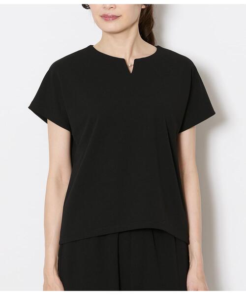 NEWYORKER（ニューヨーカー）の「キーネックパールビジュープルオーバー レディース セットアップ対応 イージーケア（Tシャツ/カットソー・レディース・ブラック/ネイビー・MEDIUM/LARGE）」の15枚目の写真