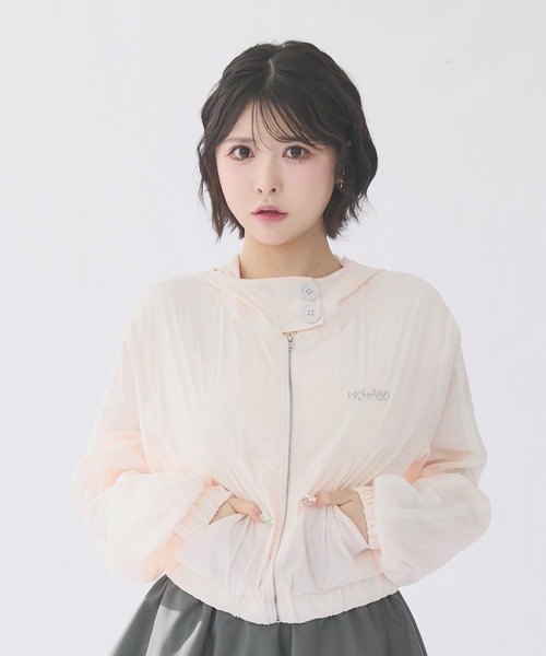 rumnel:（ルムネル）の「【セットアップ可能】レースラインUVカットパーカー / Lace Line UV Protection Hoodie（パーカー・レディース・ピンク/ブラック・FREE）」の12枚目の写真