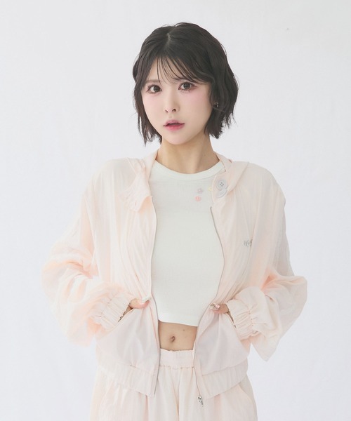 rumnel:（ルムネル）の「【セットアップ可能】レースラインUVカットパーカー / Lace Line UV Protection Hoodie（パーカー・レディース・ピンク/ブラック・FREE）」の13枚目の写真