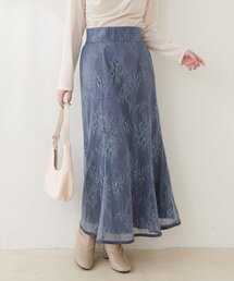 natural couture | 長さ変えられるサテンパイピングレーススカート(スカート)