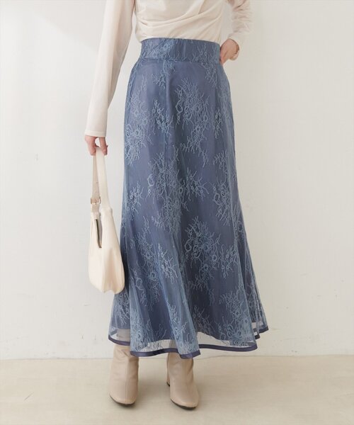 natural couture(ナチュラルクチュール)の「長さ変えられるサテンパイピングレーススカート(スカート・レディース・ブラウン/ブルー/ライトベージュ/ブラック・FREE)」の17枚目の写真