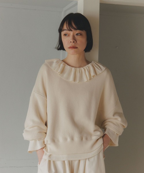studio CLIP（スタディオクリップ）の「《natural by clip》ソフトテレコフリルカラープルオーバー（Tシャツ/カットソー・レディース・アイボリー・FREE）」の18枚目の写真
