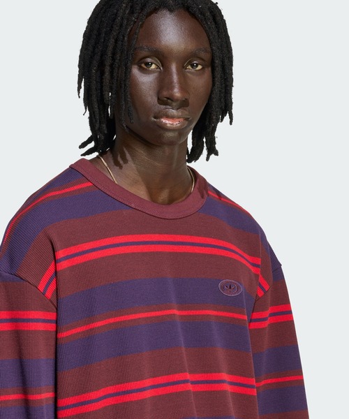 adidas(アディダス)の「90sオルタナティブスポーツ長袖ストライプ ワッフル ティー / ロンT / アディダスオリジナルス adidas Originals(Tシャツ/カットソー・メンズ・レッド・XX-LARGE/X-LARGE/X-SMALL/LARGE/3XL/SMALL/MEDIUM)」の4枚目の写真
