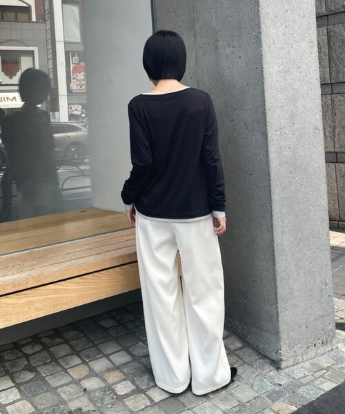 goocy(グーシー)の「配色ヘンリーネックトップス(Tシャツ/カットソー・レディース・チャコールグレー/ブラック/グレー/ブラウン・FREE)」の9枚目の写真