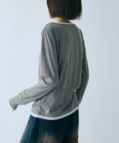 goocy(グーシー)の「配色ヘンリーネックトップス(Tシャツ/カットソー・レディース・チャコールグレー/ブラック/グレー/ブラウン・FREE)」の20枚目の写真