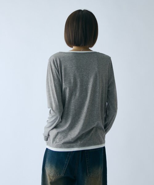 goocy(グーシー)の「配色ヘンリーネックトップス(Tシャツ/カットソー・レディース・チャコールグレー/ブラック/グレー/ブラウン・FREE)」の21枚目の写真
