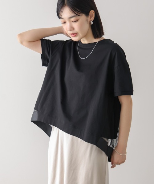 Bou Jeloud(ブージュルード)の「バックチュールプルオーバー(Tシャツ/カットソー・レディース・ブラック/オフホワイト・MEDIUM)」の3枚目の写真