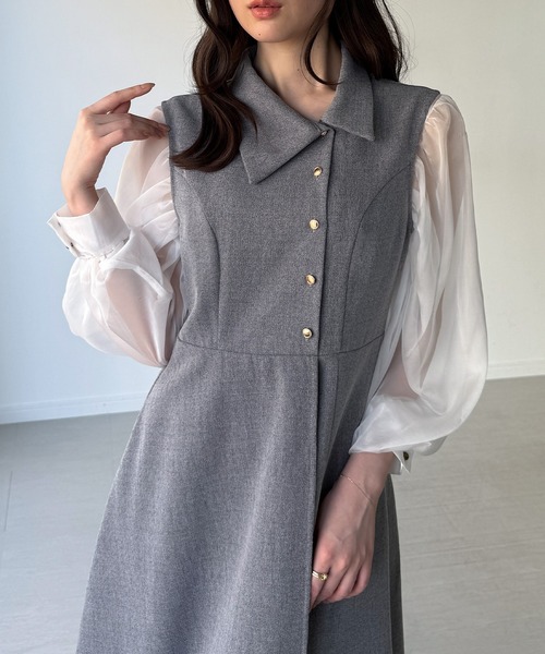 junoah(ジュノア)の「アシメデザインワンピース(裏地なし)(ワンピース・レディース・グレー/ブラウン/ブラック・SMALL/MEDIUM/LARGE)」の5枚目の写真