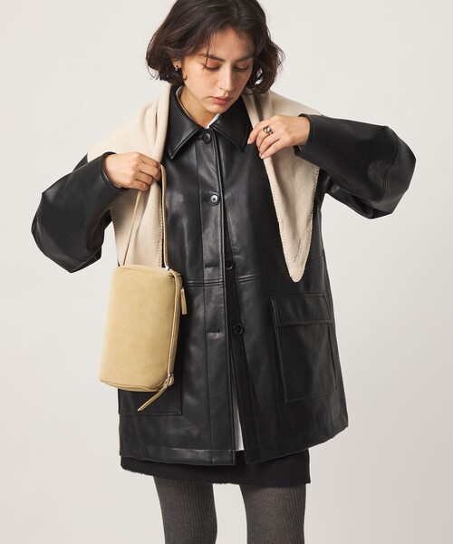 green label relaxing(グリーンレーベルリラクシング)の「【WEB限定】<at ease>レザーライク ブルゾン(その他アウター・レディース・ブラック/クリーム・38/36)」の5枚目の写真