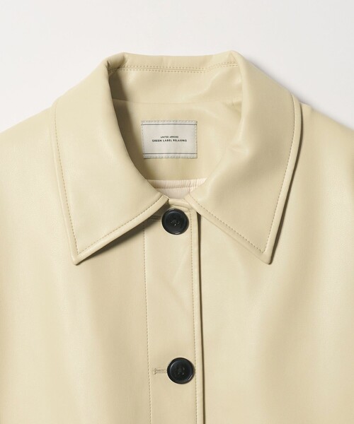 green label relaxing(グリーンレーベルリラクシング)の「【WEB限定】<at ease>レザーライク ブルゾン(その他アウター・レディース・ブラック/クリーム・38/36)」の9枚目の写真