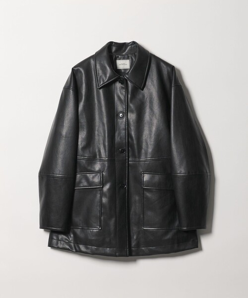 green label relaxing(グリーンレーベルリラクシング)の「【WEB限定】<at ease>レザーライク ブルゾン(その他アウター・レディース・ブラック/クリーム・38/36)」の15枚目の写真