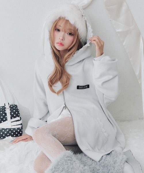 OLIVE des OLIVE(オリーブデオリーブ)の「ダンボールZIPパーカー(パーカー・レディース・トップグレー/ピンク/サックスブルー/チャコールグレー・FREE)」の15枚目の写真