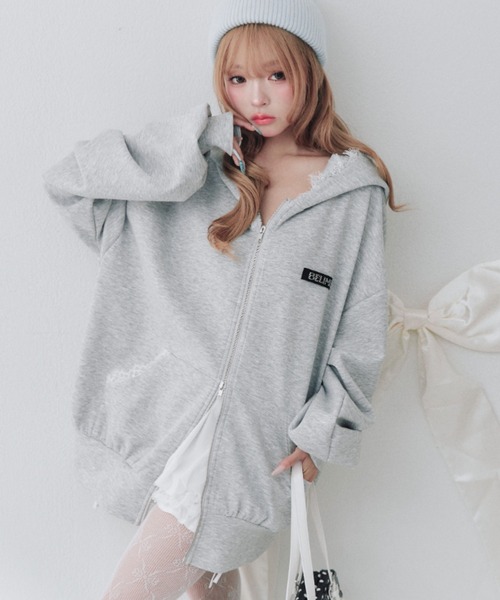 OLIVE des OLIVE(オリーブデオリーブ)の「ダンボールZIPパーカー(パーカー・レディース・トップグレー/ピンク/サックスブルー/チャコールグレー・FREE)」の13枚目の写真