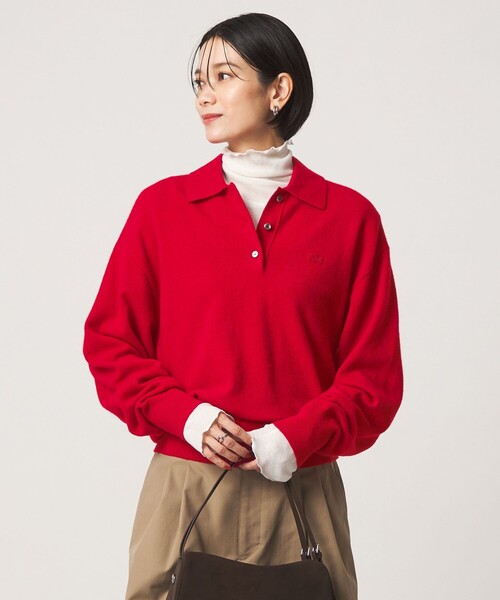 LACOSTE(ラコステ)の「【別注】<LACOSTE>ポロニット(ニット/セーター・レディース・レッド/ダークブラウン/ネイビー・FREE)」の7枚目の写真