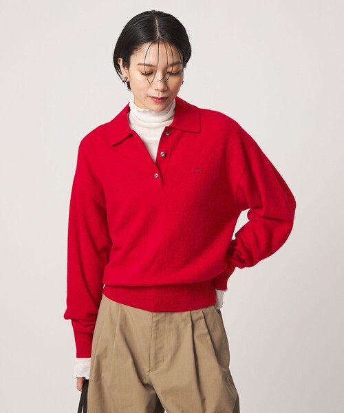 LACOSTE(ラコステ)の「【別注】<LACOSTE>ポロニット(ニット/セーター・レディース・レッド/ダークブラウン/ネイビー・FREE)」の8枚目の写真