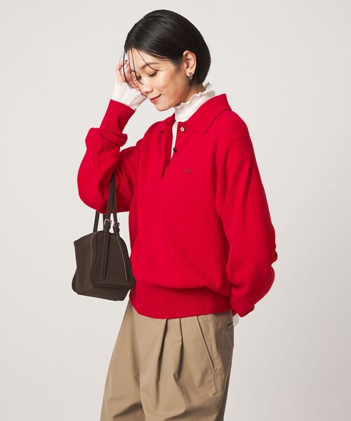 LACOSTE(ラコステ)の「【別注】<LACOSTE>ポロニット(ニット/セーター・レディース・レッド/ダークブラウン/ネイビー・FREE)」の9枚目の写真