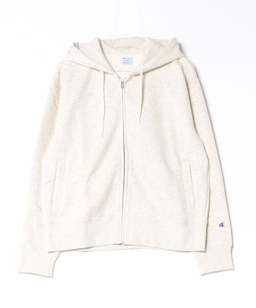 Champion(チャンピオン)の「champion(チャンピオン)ワンポイントロゴ刺繍 リラックスシルエット ジップアップパーカー(裏起毛)(パーカー・レディース・グレー/ブラック/ホワイト系その他・L/M)」の1枚目の写真