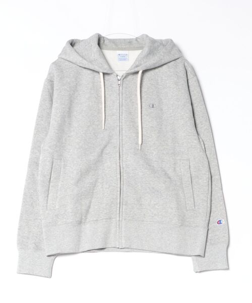 Champion(チャンピオン)の「champion(チャンピオン)ワンポイントロゴ刺繍 リラックスシルエット ジップアップパーカー(裏起毛)(パーカー・レディース・グレー/ブラック/ホワイト系その他・L/M)」の3枚目の写真