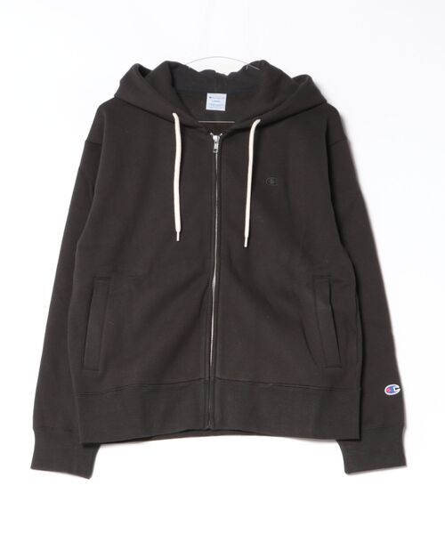 Champion(チャンピオン)の「champion(チャンピオン)ワンポイントロゴ刺繍 リラックスシルエット ジップアップパーカー(裏起毛)(パーカー・レディース・グレー/ブラック/ホワイト系その他・L/M)」の2枚目の写真