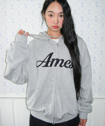 AMESWORLDWIDE | STANDARD LOGO HOODIE ZIP-UP GREY(パーカー)