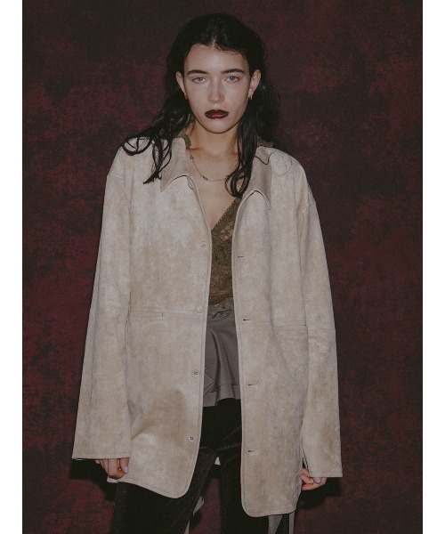 ELCHELE(エルチェレ)の「#2 SYNTHETIC SUEDE SHIRT(シャツ/ブラウス・レディース・ブラウン/ナチュラル/ターコイズブルー系・FREE)」の2枚目の写真