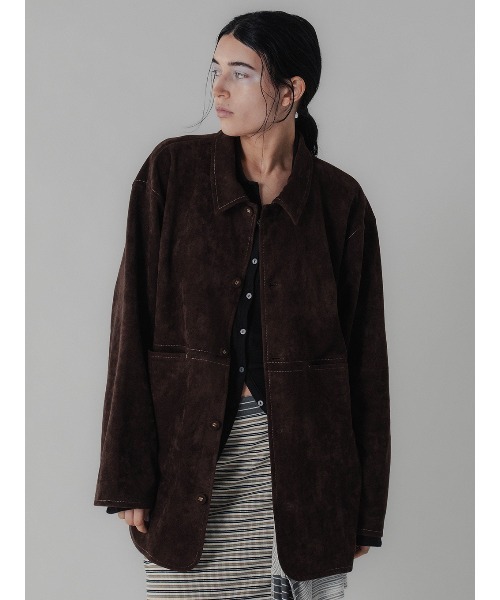 ELCHELE(エルチェレ)の「#2 SYNTHETIC SUEDE SHIRT(シャツ/ブラウス・レディース・ブラウン/ナチュラル/ターコイズブルー系・FREE)」の5枚目の写真