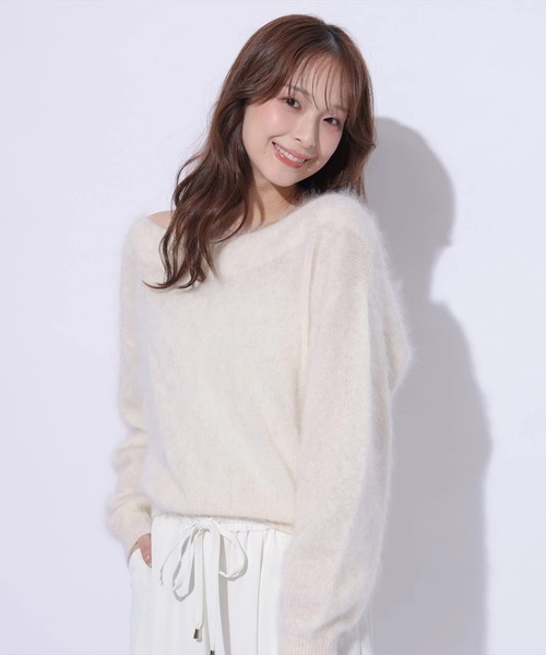 Mystrada(マイストラーダ)の「オフショルファーニット(ニット/セーター・レディース・ホワイト/ダークブラウン/ピンクベージュ/ピンク系その他4・38)」の6枚目の写真