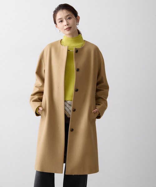 UNTITLED(アンタイトル)の「【名品】ウールカシミヤノーカラーコート(ノーカラーコート・レディース・キャメル/グレー/ブラック/ライトベージュ・02/03/01)」の4枚目の写真