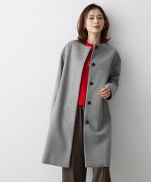 【名品】ウールカシミヤノーカラーコート
