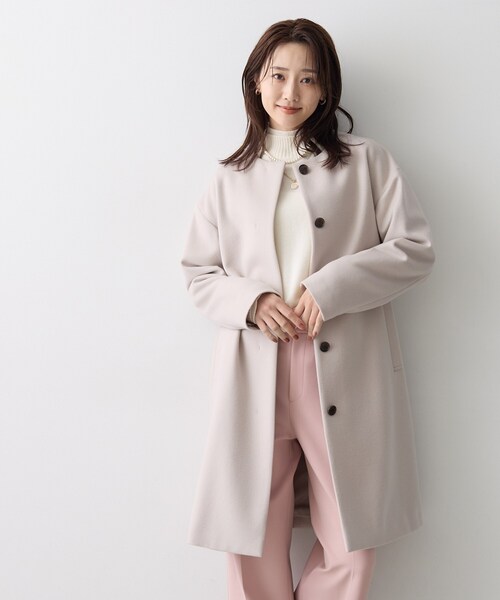 UNTITLED(アンタイトル)の「【名品】ウールカシミヤノーカラーコート(ノーカラーコート・レディース・キャメル/グレー/ブラック/ライトベージュ・02/03/01)」の3枚目の写真
