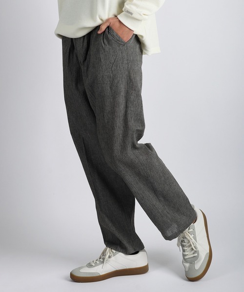 WESTSEA(ウエストシー)の「麻混 ストレートイージーパンツ ウエストゴム リラックスパンツ ファスナー付(その他パンツ・メンズ・グレイッシュブルー/ブラック/ネイビー/ミックスグレー・M/LL/L)」の12枚目の写真