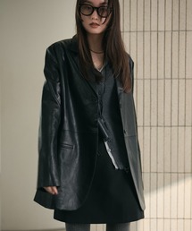 faux leather tailored jacket /フェイクレザーテーラードジャケット