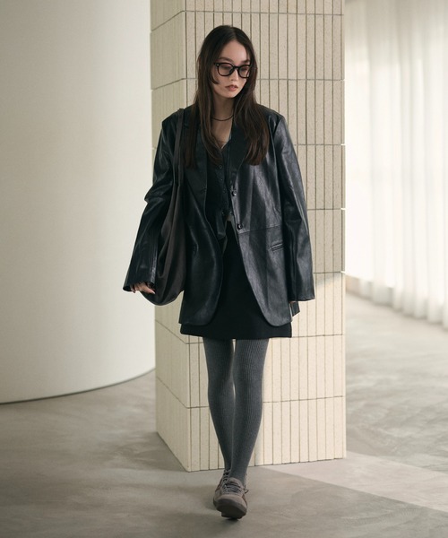 LAULEN(ローレン)の「faux leather tailored jacket /フェイクレザーテーラードジャケット(テーラードジャケット・レディース・ブラック・FREE)」の17枚目の写真