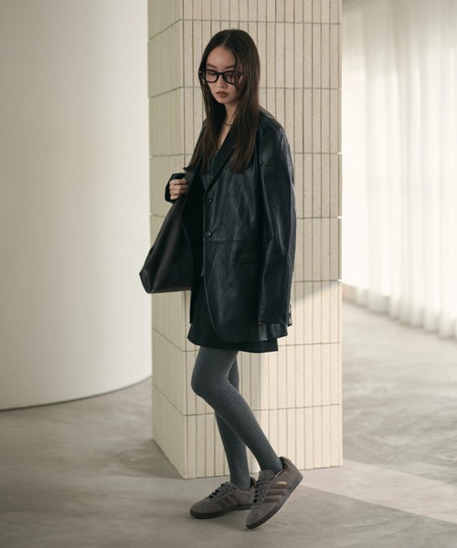 LAULEN(ローレン)の「faux leather tailored jacket /フェイクレザーテーラードジャケット(テーラードジャケット・レディース・ブラック・FREE)」の14枚目の写真