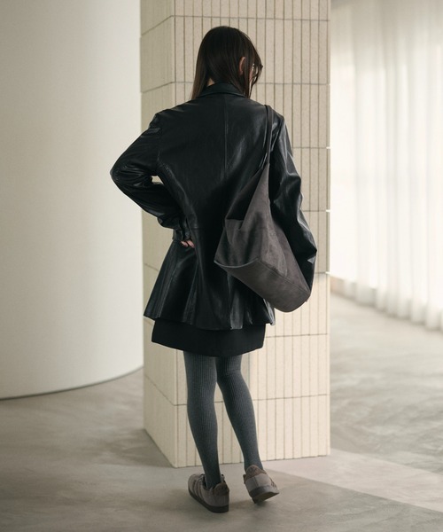 LAULEN(ローレン)の「faux leather tailored jacket /フェイクレザーテーラードジャケット(テーラードジャケット・レディース・ブラック・FREE)」の15枚目の写真