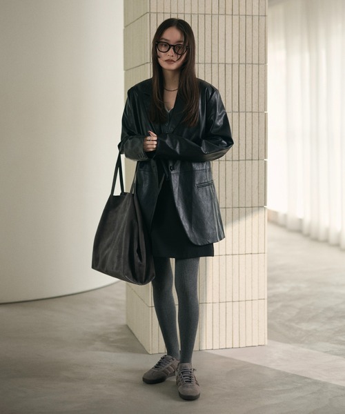 LAULEN(ローレン)の「faux leather tailored jacket /フェイクレザーテーラードジャケット(テーラードジャケット・レディース・ブラック・FREE)」の13枚目の写真