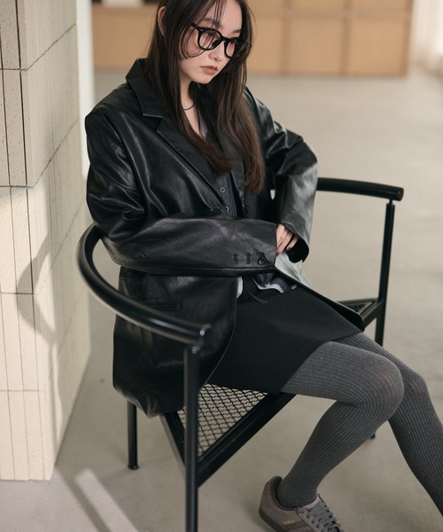 LAULEN(ローレン)の「faux leather tailored jacket /フェイクレザーテーラードジャケット(テーラードジャケット・レディース・ブラック・FREE)」の5枚目の写真
