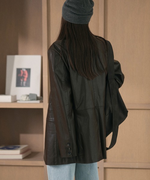 LAULEN(ローレン)の「faux leather tailored jacket /フェイクレザーテーラードジャケット(テーラードジャケット・レディース・ブラック・FREE)」の20枚目の写真
