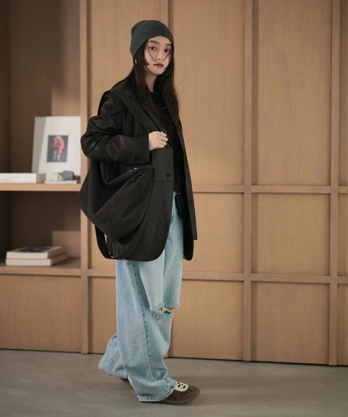 LAULEN(ローレン)の「faux leather tailored jacket /フェイクレザーテーラードジャケット(テーラードジャケット・レディース・ブラック・FREE)」の22枚目の写真