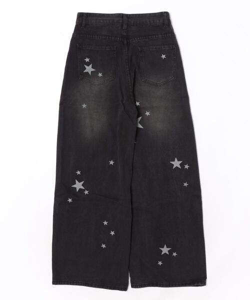 MAISON DE THERESE(メゾン ド テレーズ)の「星柄プリント ワイドカーブデニムパンツ レトロ ゆるシルエット バナナパンツ(デニムパンツ・レディース・ブルー/ブラック・M)」の3枚目の写真