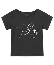 セイント3 ボートネック半袖Tシャツ(チャコール)